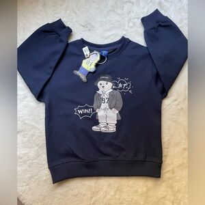 Kids Navy Bear Graphic Sweatshirt -